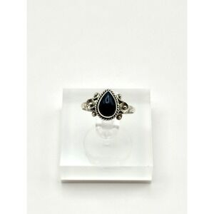 Black Ethiopian Opal Sterling Silver Dainty Ring Size‎ 9